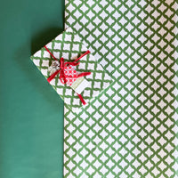 Holiday Lattice Wrapping Paper Forest Green