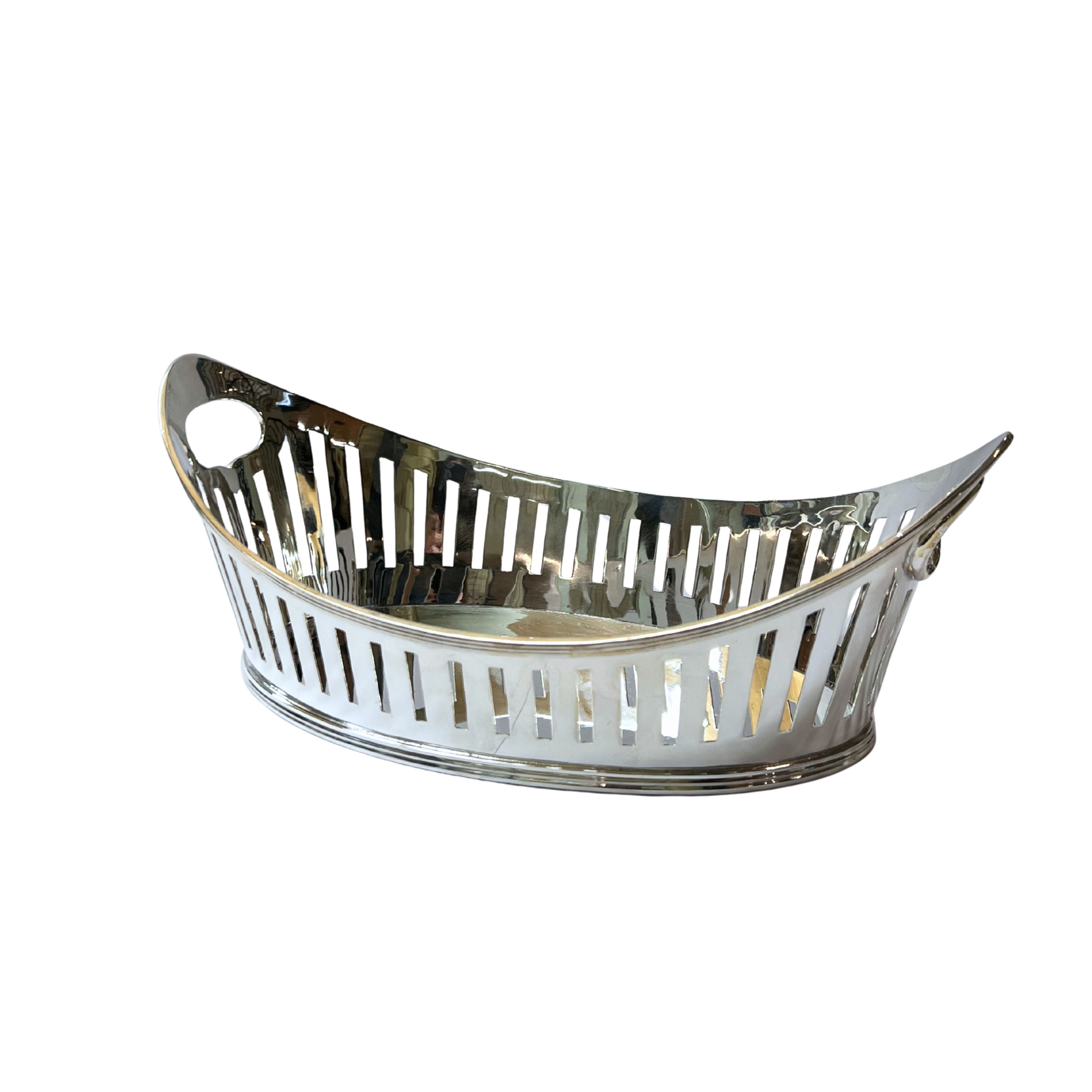 Antique Late Victorian Silver Plated Navette Bread Basket c.1890