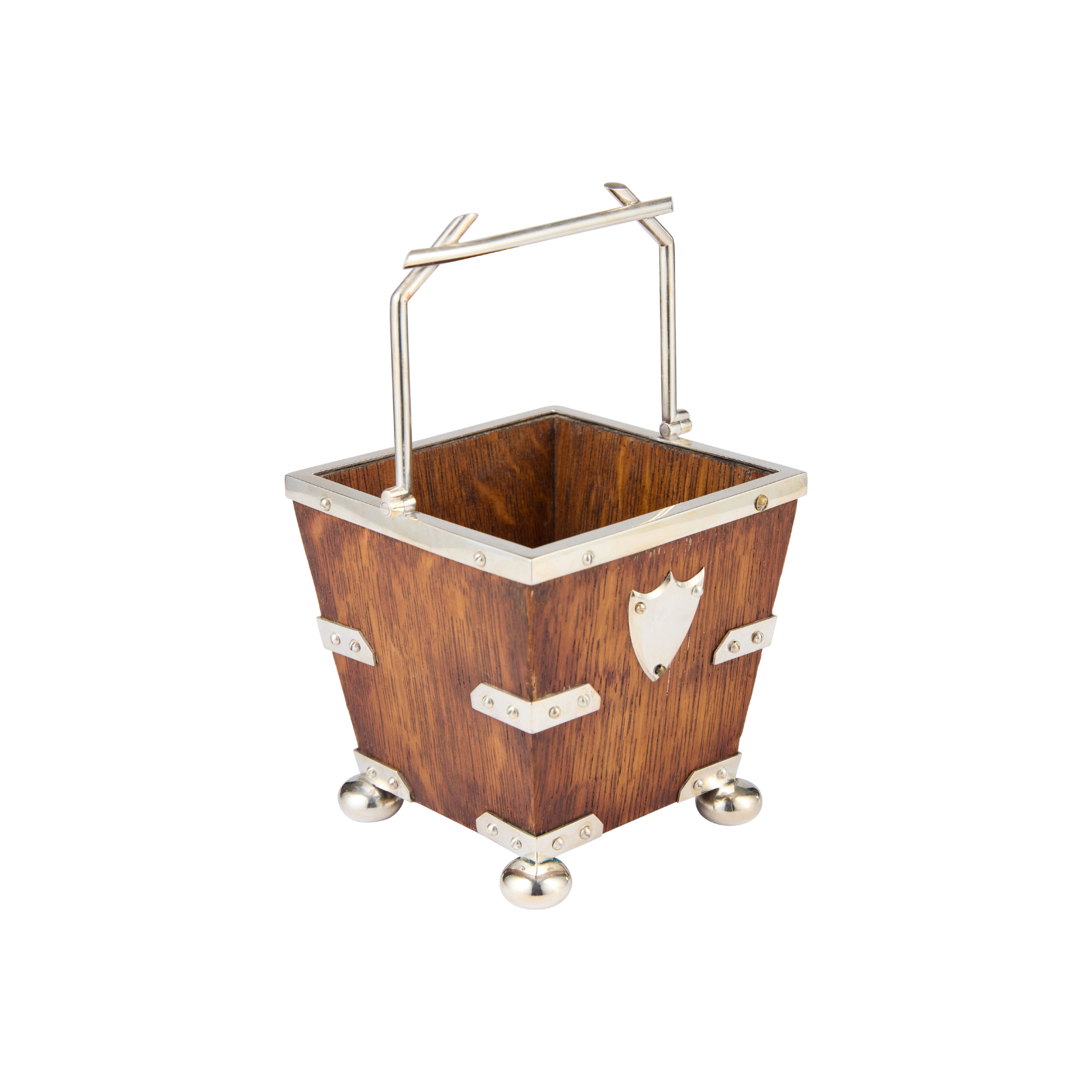 Antique Oak Basket Silver Plated c.1910
