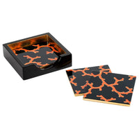 Coaster Set of Four Coral Black