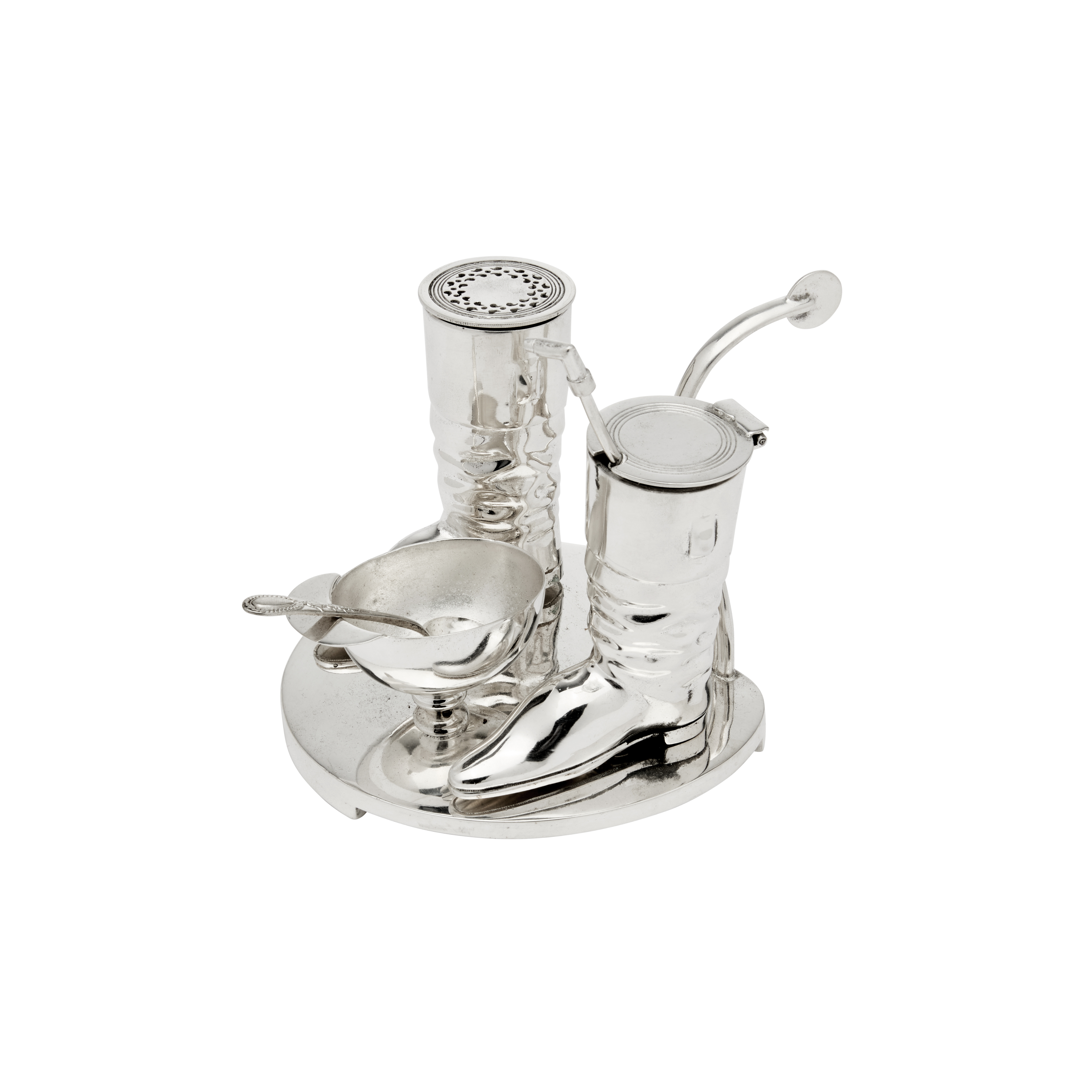 Antique Riding Cruet Silver Plated
