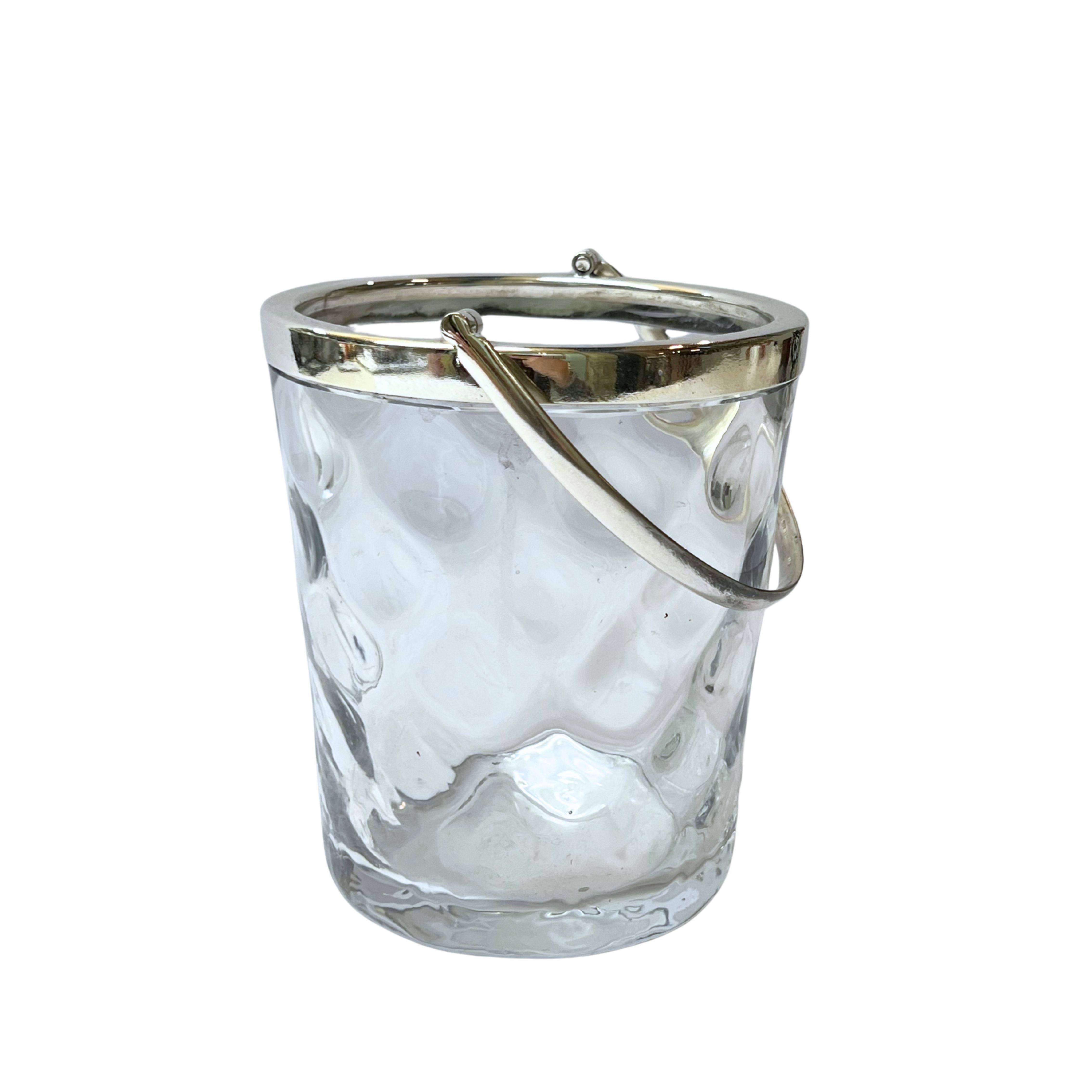 Antique Ice Bucket Glass and Silver Plated