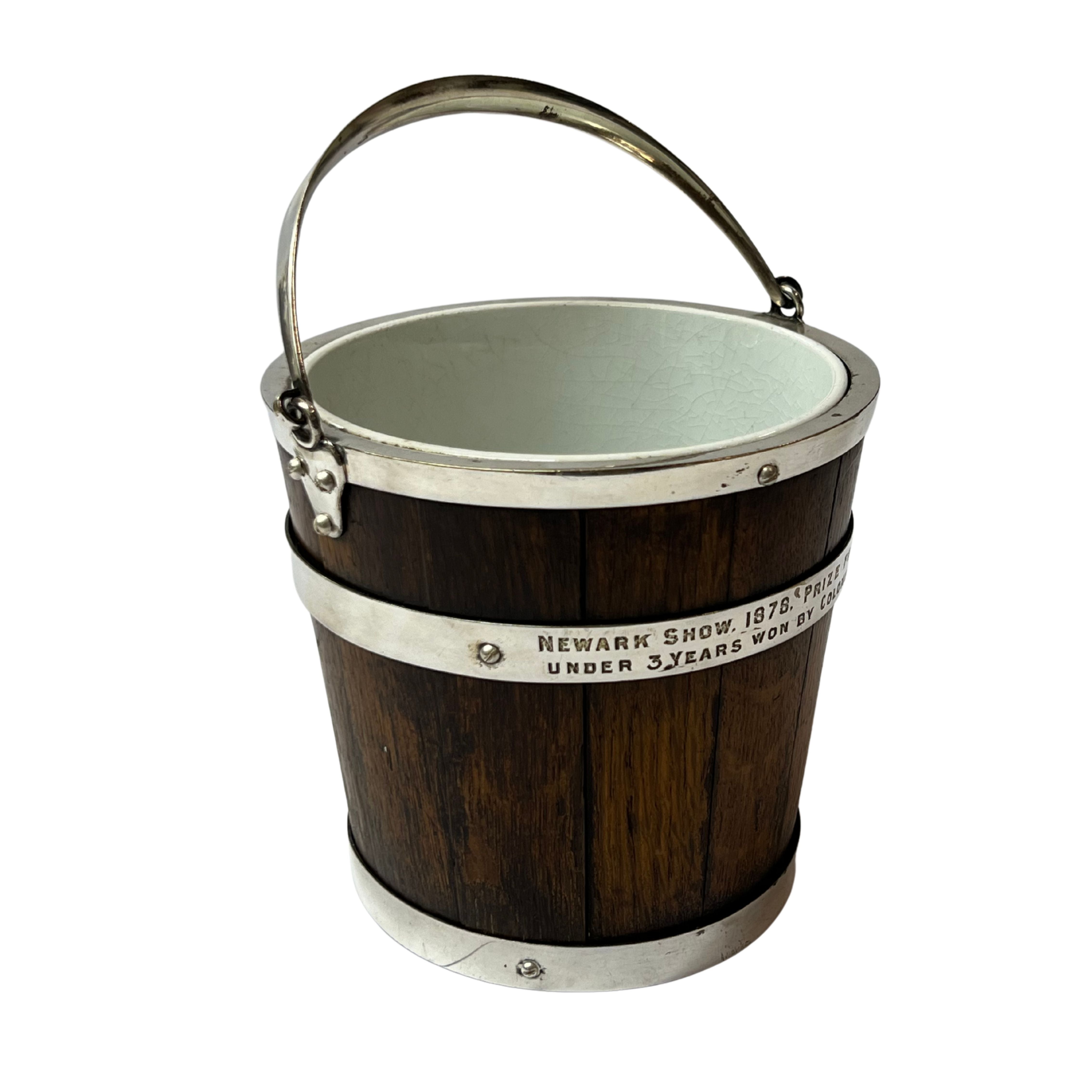 Antique Ice Bucket Oak