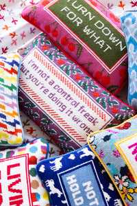 Nina Campbell Needlepoint Cushion Control Freak with other needlepoint cushions