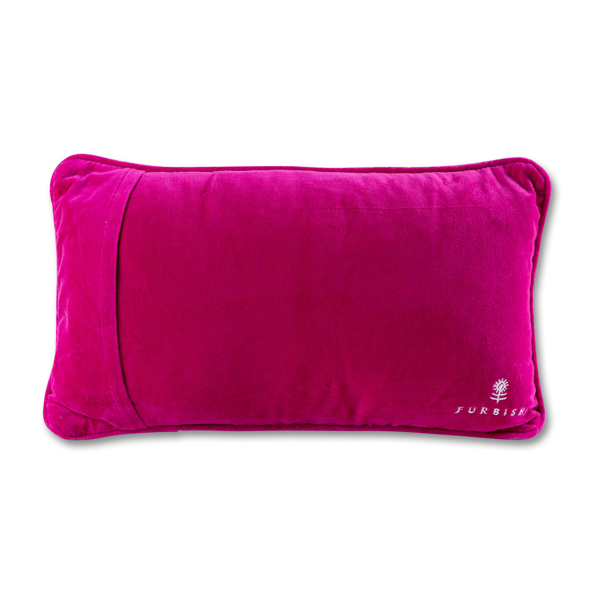 Nina Campbell Needlepoint Cushion Come Sit By Me back side against a white background
