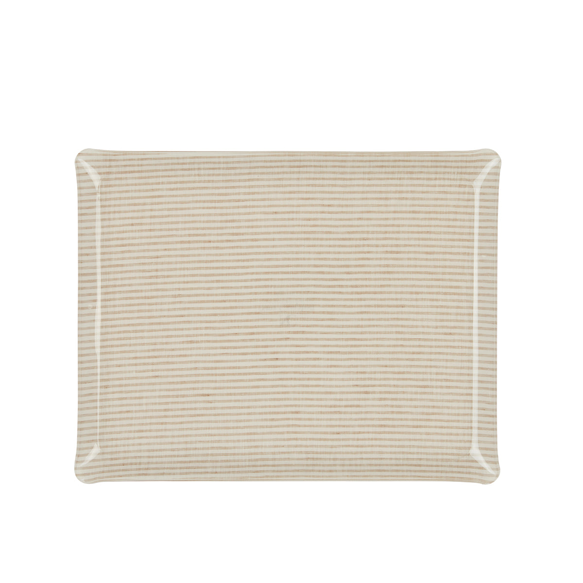 Nina Campbell Fabric Tray Stripe Beige and White against a white background