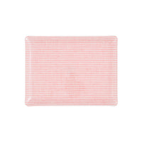 Nina Campbell Fabric Tray Medium Stripe Coral and White against a white background