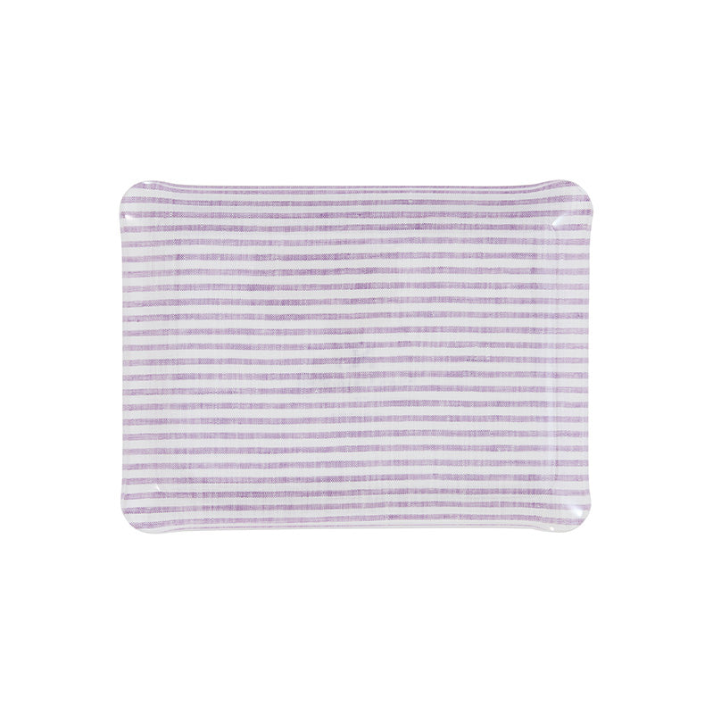 Nina Campbell Fabric Tray Small - Stripe Amethyst and White