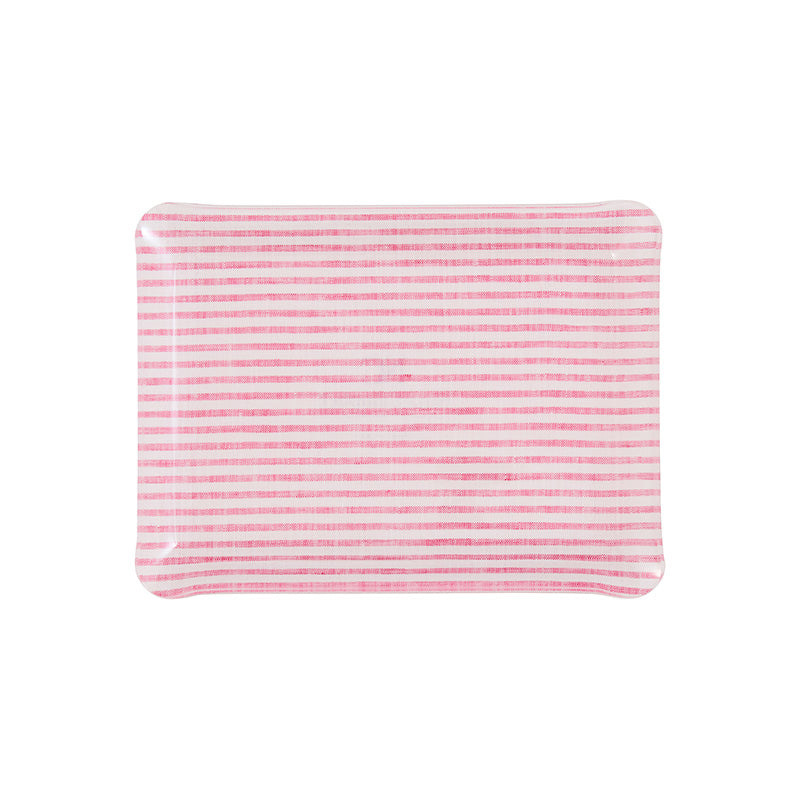 Nina Campbell Fabric Tray Small - Stripe Pink and White