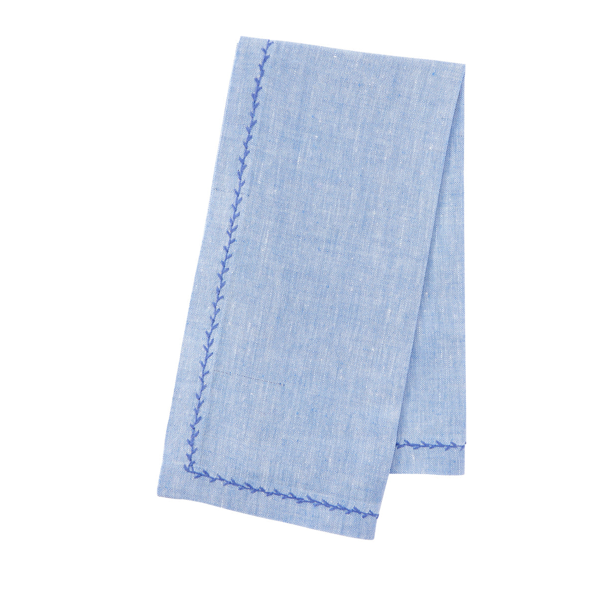 Nina Campbell Feather Stitch Napkin Blue against a white background