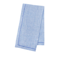 Nina Campbell Feather Stitch Napkin Blue against a white background