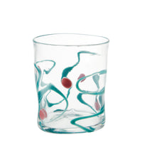 Nina Campbell Wackie Dot Glass Teal/Pink against a white background