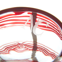 Nina Campbell Nina Campbell Large Tumbler White/Red Stripes against a white background closeup label