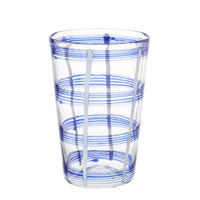 Nina Campbell Large Tumbler White/Blue Stripes against a white background