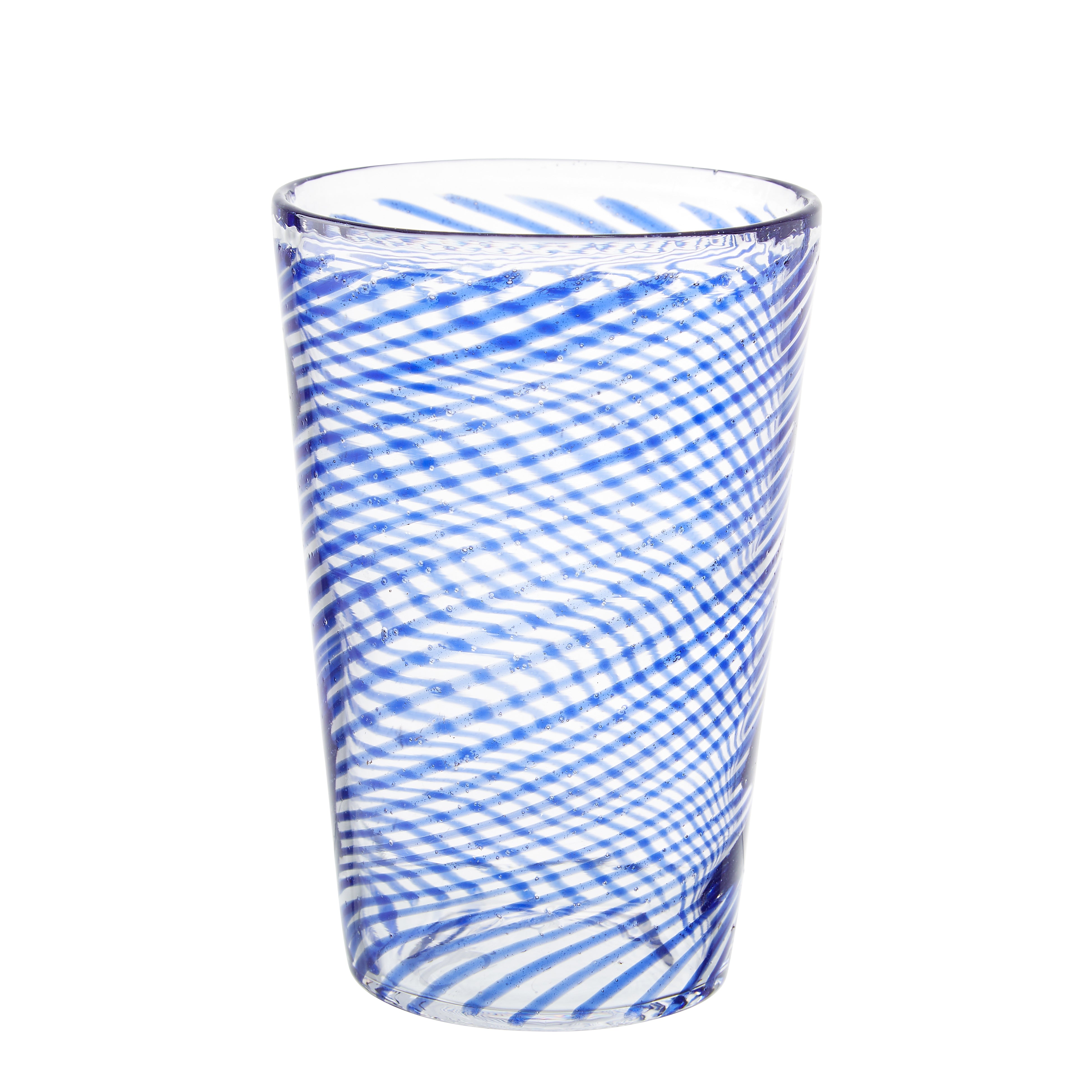 Nina Campbell Large Blue Pinstripe Tumbler against a white background