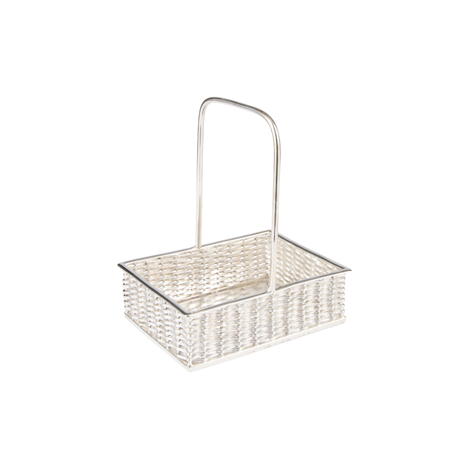 A Silver Plated Basketweave Basket Small, c. 1900
