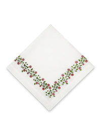 Set of Four Placemat & Napkin Rose Bush Red