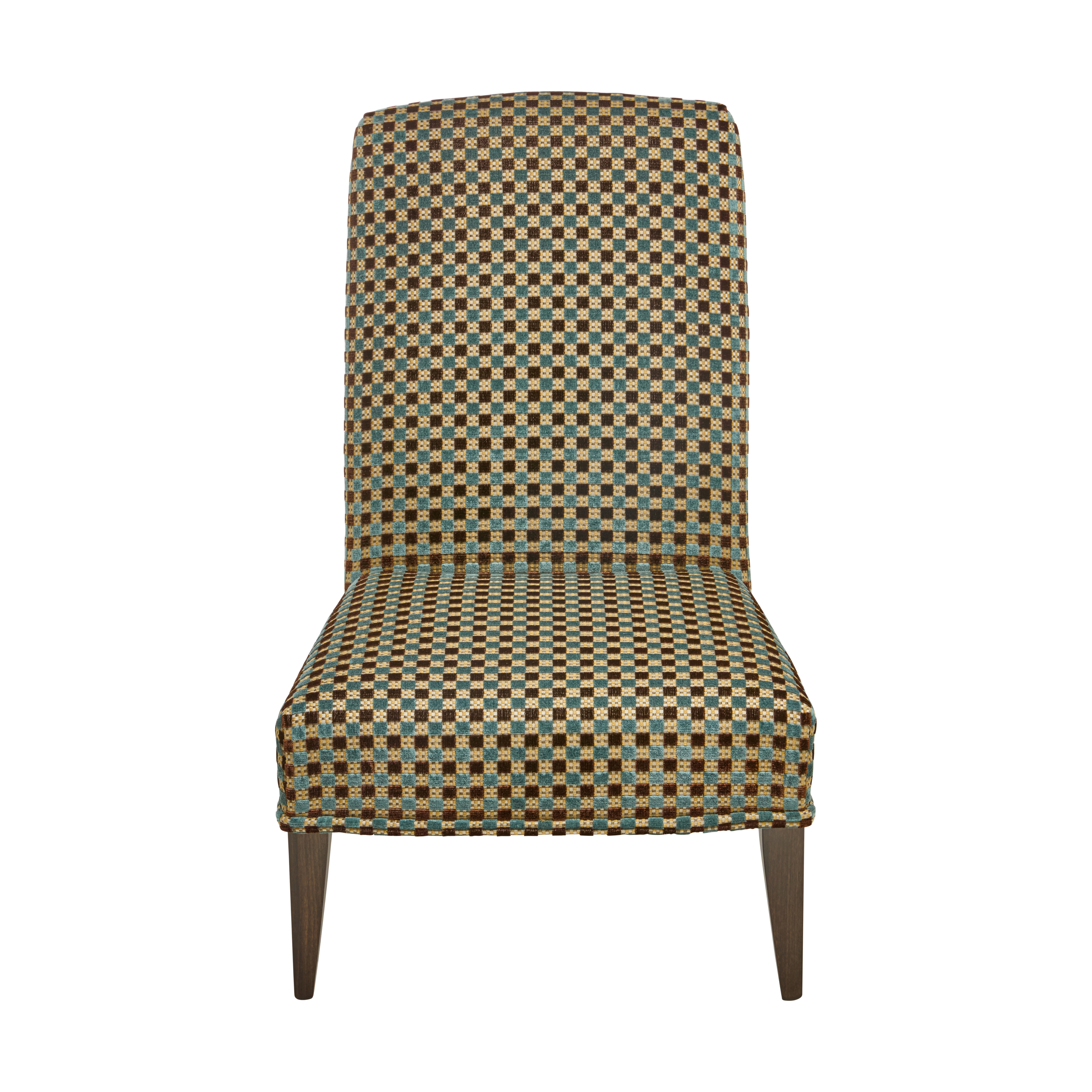 Rita Slipper Chair in Theodora Lagoon/ Chocolate