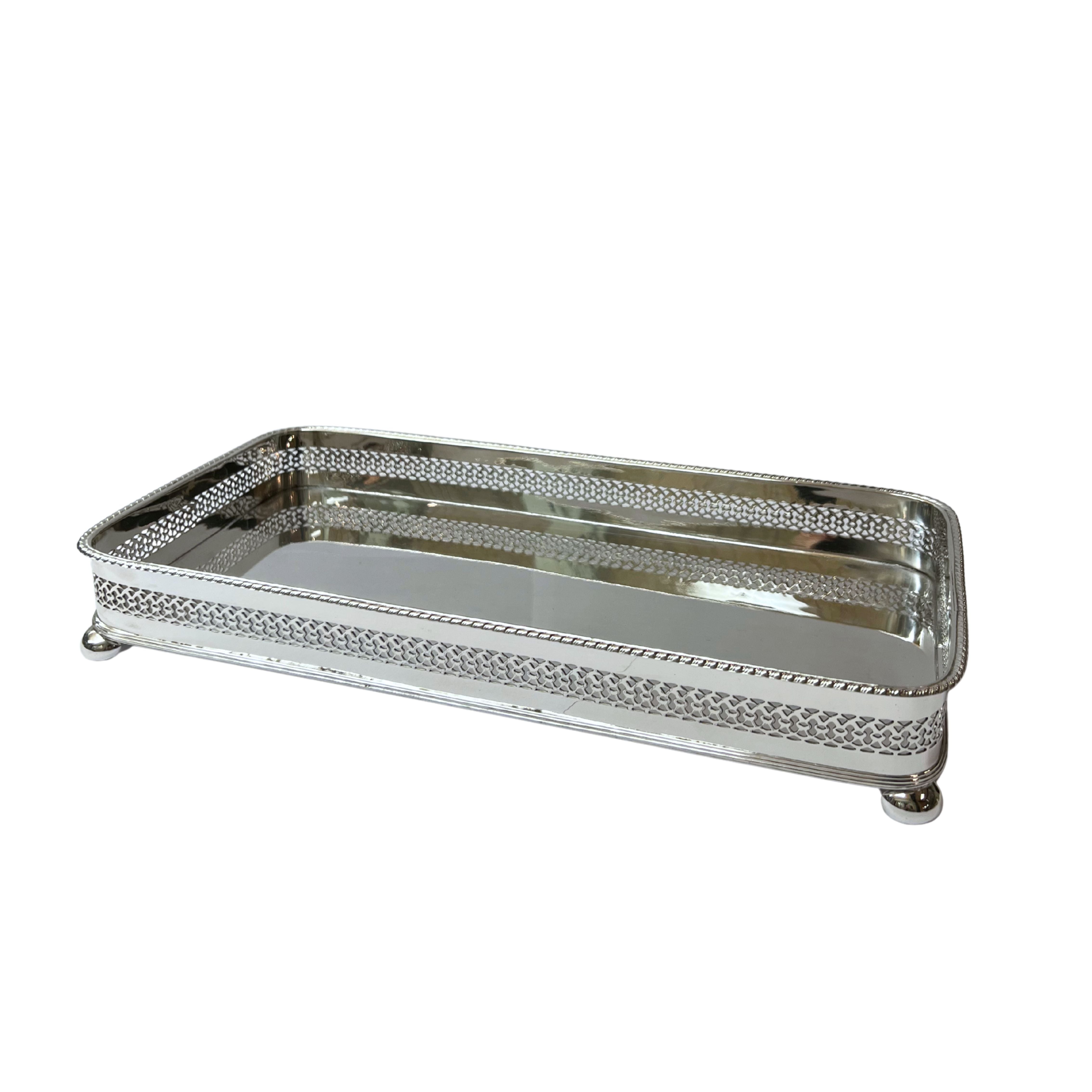 Antique Silver Plated Galleried Rectangular Tray c.1920