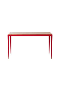 Nina Campbell Gerome Console - Leather Wrapped & Walnut Top against white background