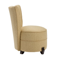 Nina Campbell Coco Occasional Chair in yellow cardot fabric against a white fabric side shot