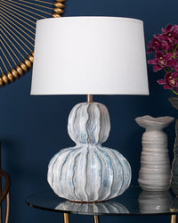 Oceane Gourde Table Lamp White/Blue