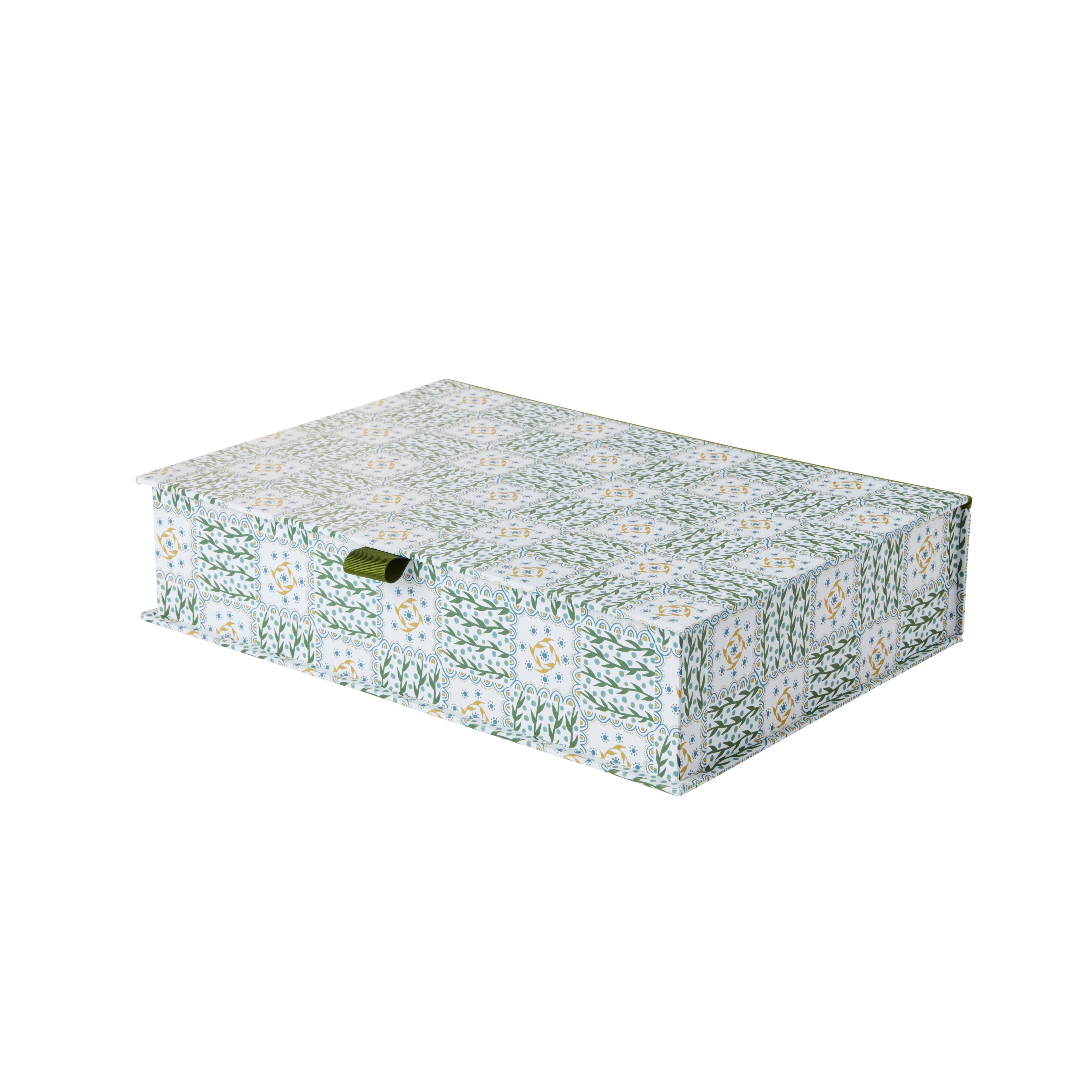 Nina Campbell A4 Box File in yellow and green chequered pattern on white background