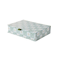 Nina Campbell A4 Box File in yellow and green chequered pattern on white background