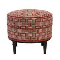 Nina Campbell Alice Stool in Atwood Fabric against a white background