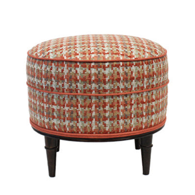 Nina Campbell Alice Stool in Hadlow Fabric against a white background