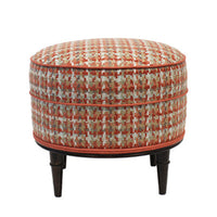 Nina Campbell Alice Stool in Hadlow Fabric against a white background