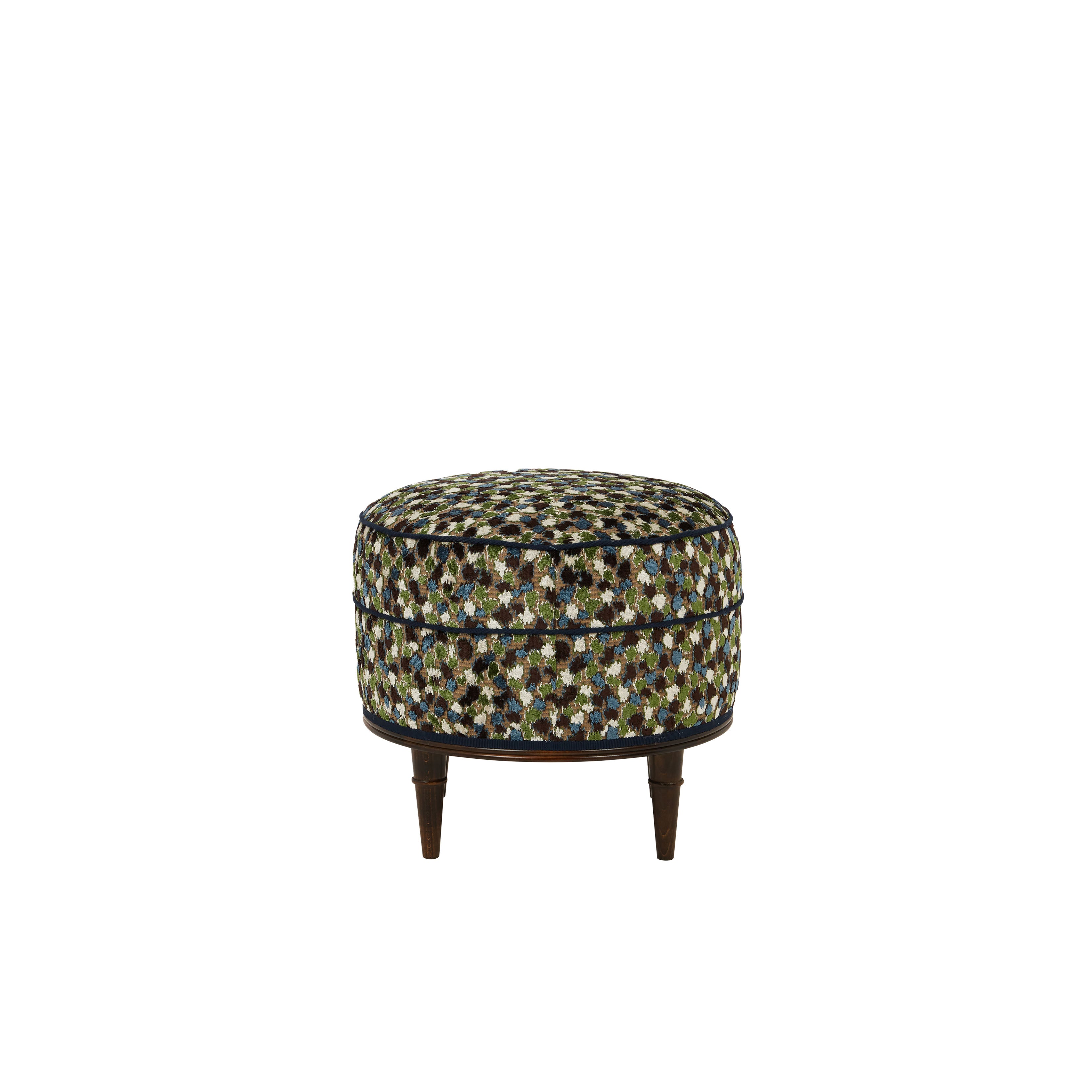 Alice Stool in Orford Blue/Emerald/Chocolate