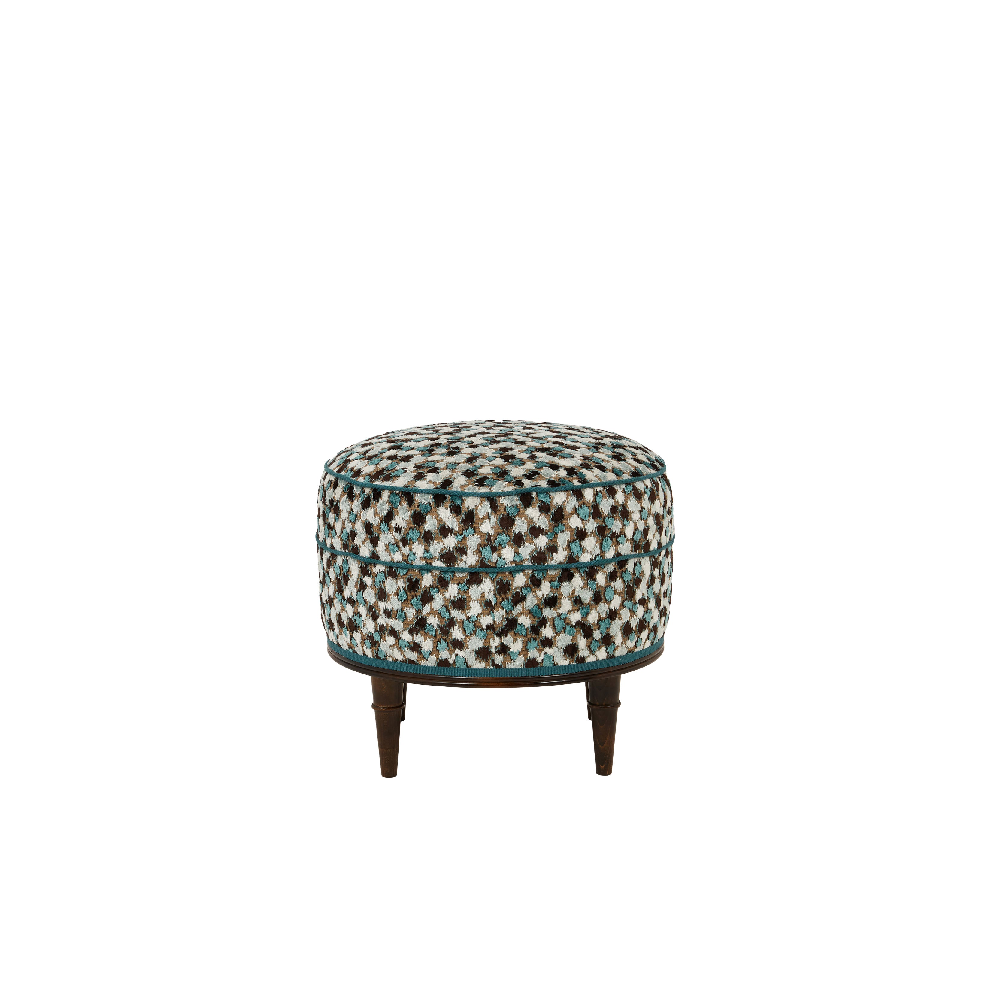 Nina Campbell Alice Stool in Orford Topaz/Chocolate/Ivory