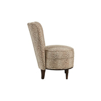 Nina Campbell Alice Chair in Bagatelle Weave Walnut/Ivory against white background side view