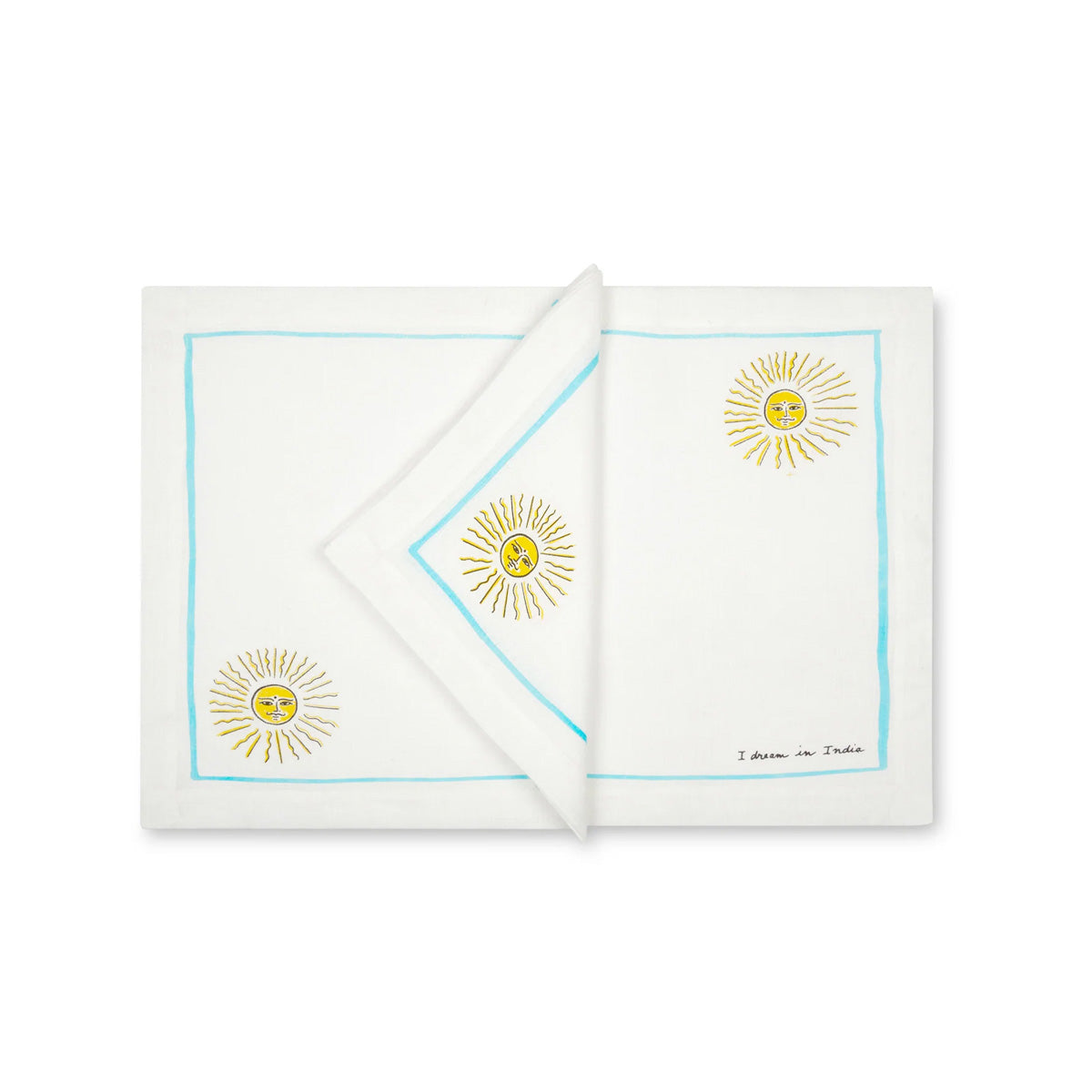 Set of Four Placemat & Napkin Smirking Sun