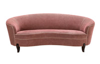 Nina Campbell Audrey Sofa in red fabric with white contrast piping against a white background