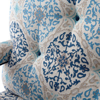 Nina Campbell Beaufort Sofa in blue patterned fabric close-up shot