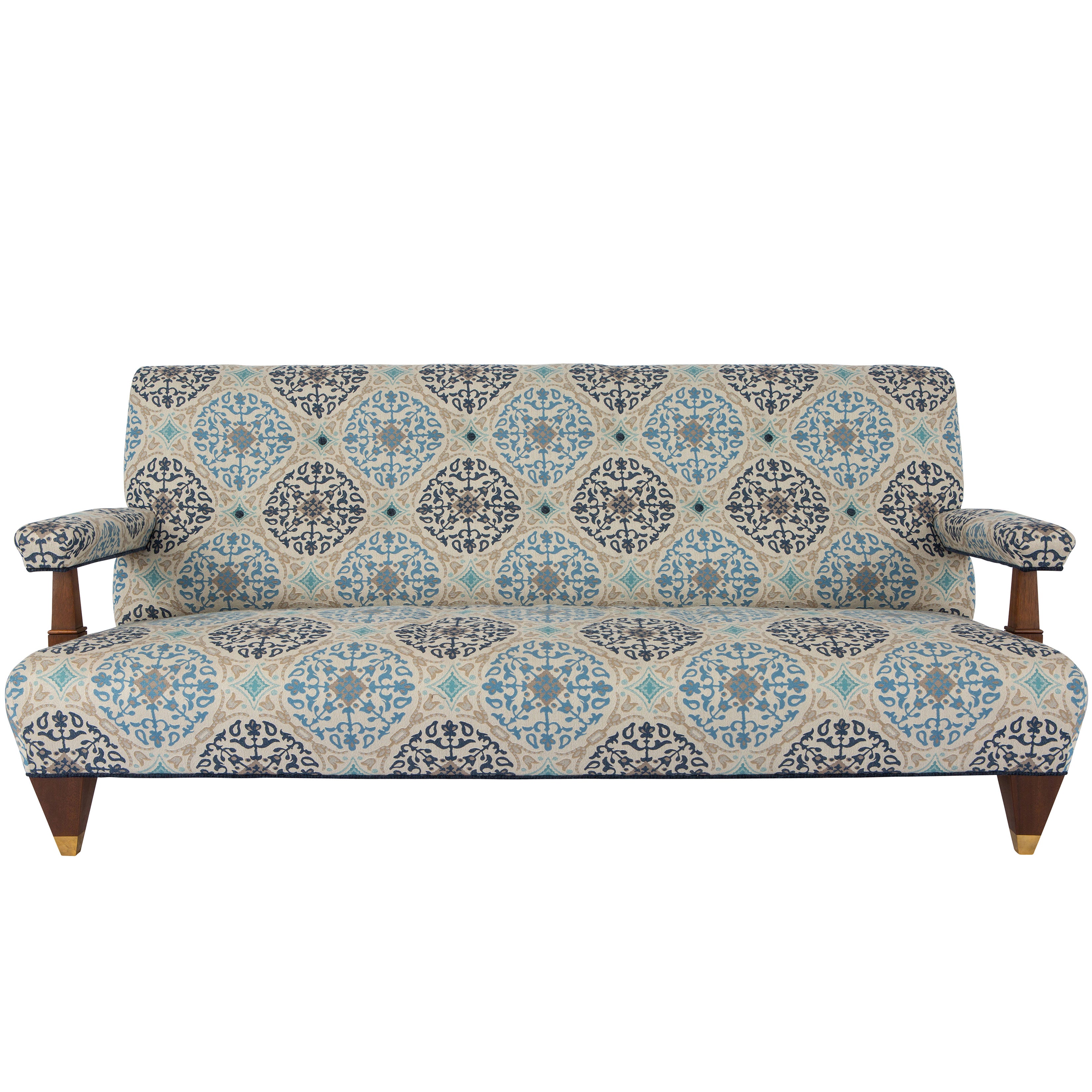 Nina Campbell Beaufort Sofa in blue patterned fabric