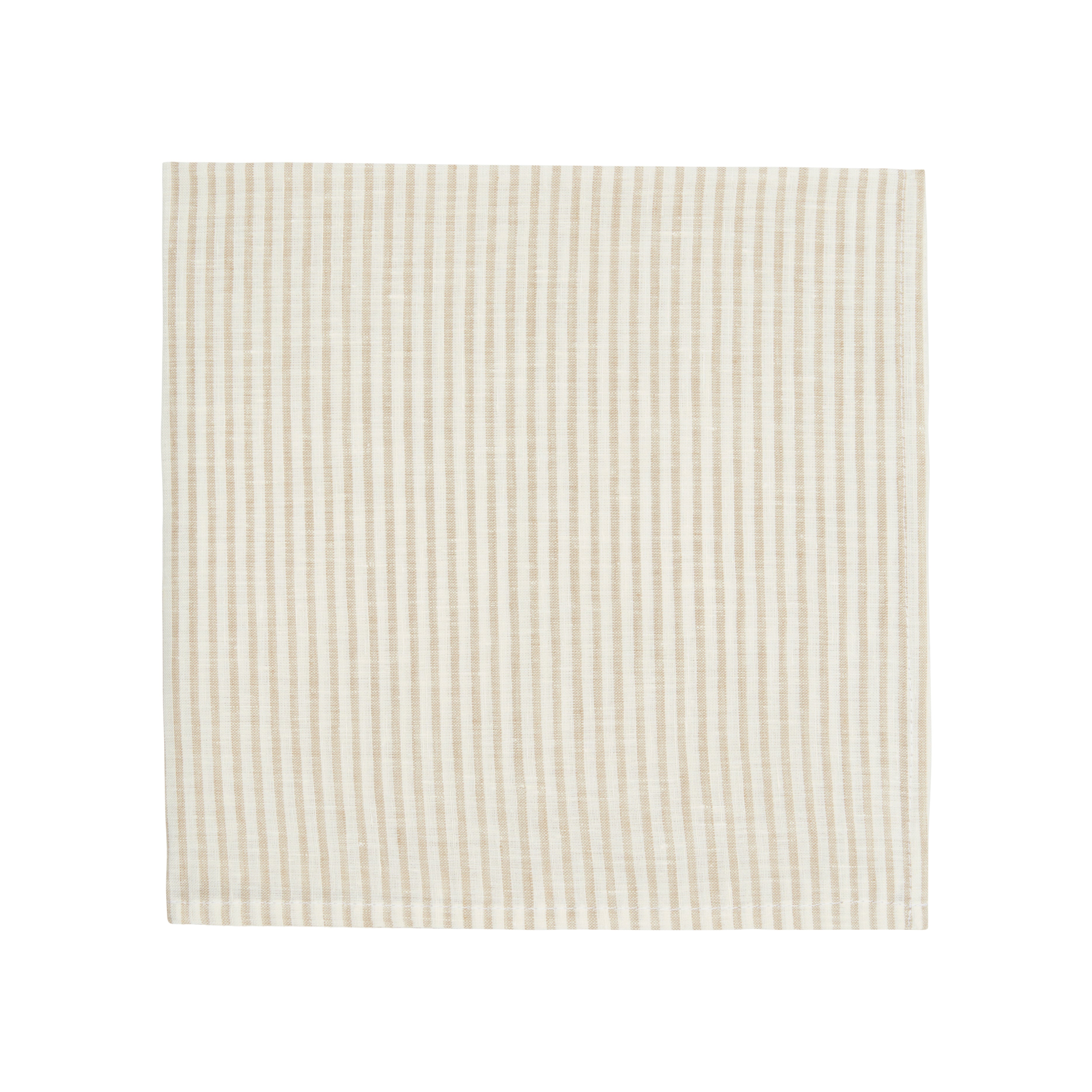 Nina Campbell Stripe Napkin Natural/White against a white background