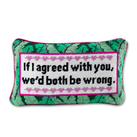 Nina Campbell Needlepoint Cushion Both Be Wrong against a white background