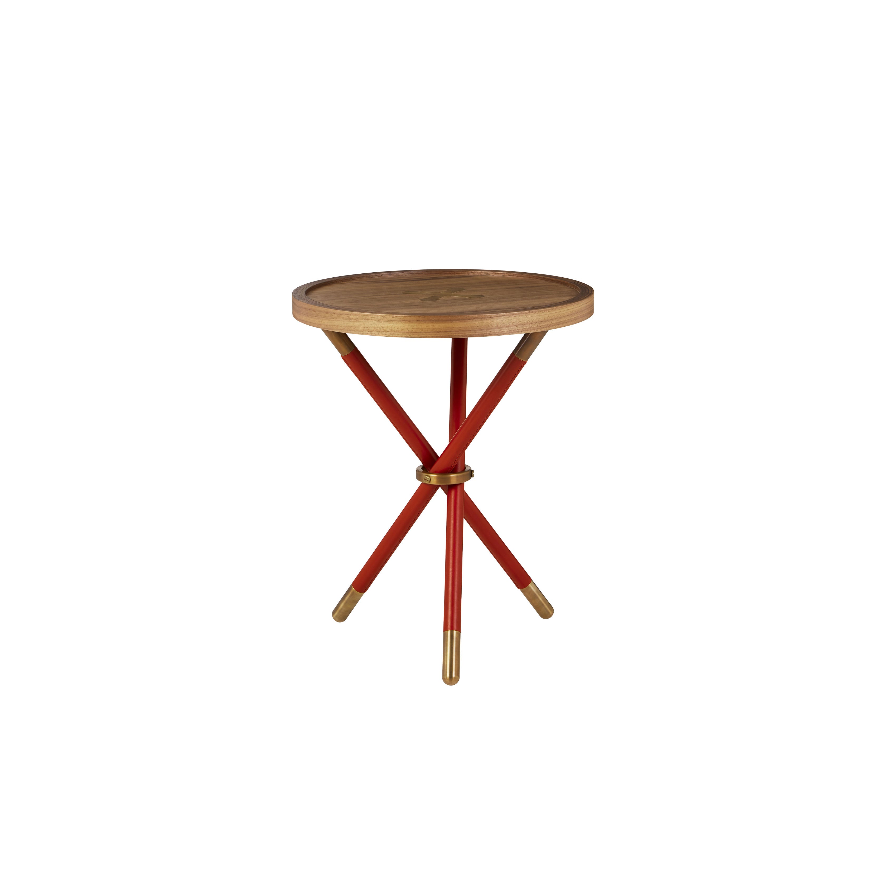 Nina Campbell Button Table in Lipstick Red against a white background