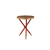 Nina Campbell Button Table in Lipstick Red against a white background