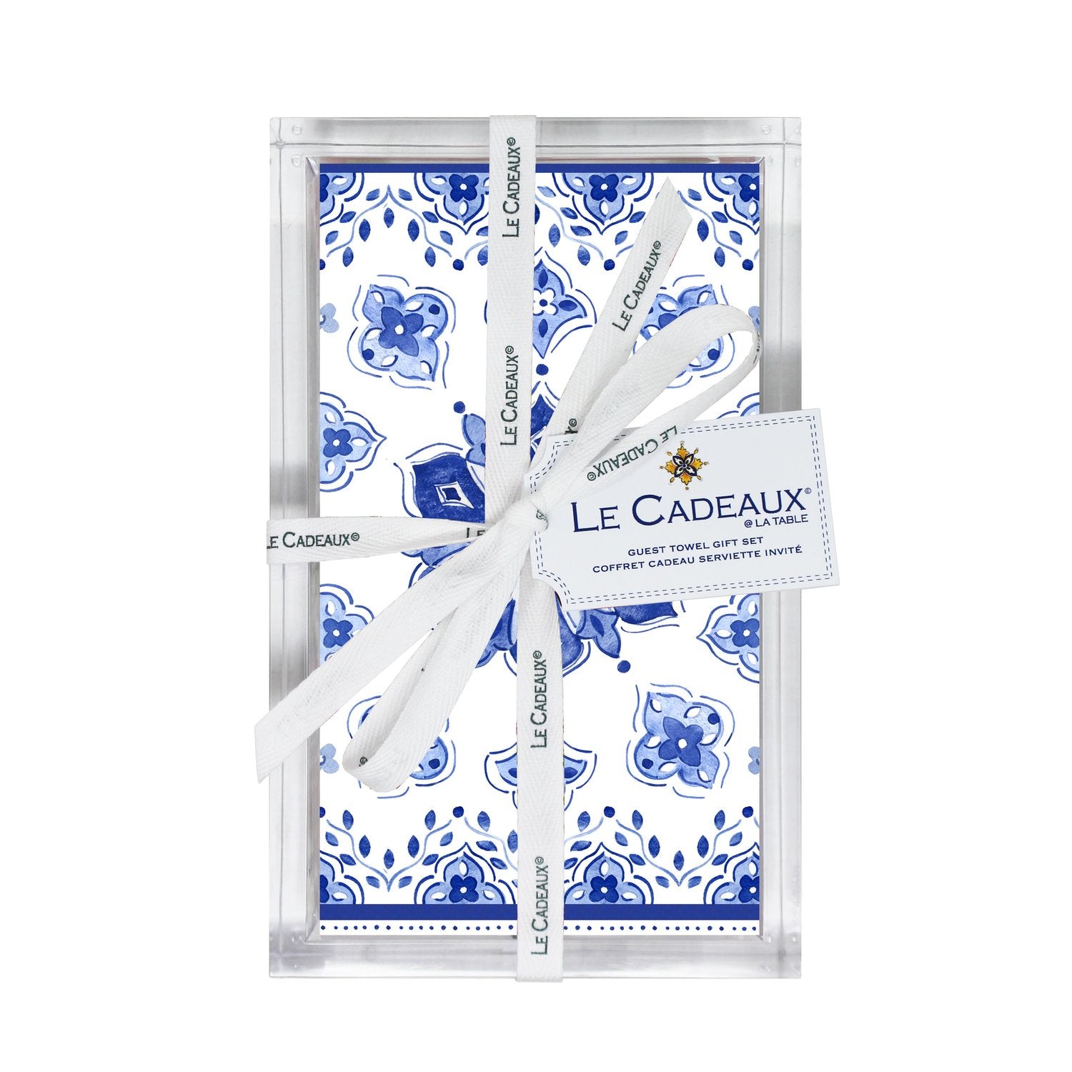 Moroccan Blue Guest Towels and Holder