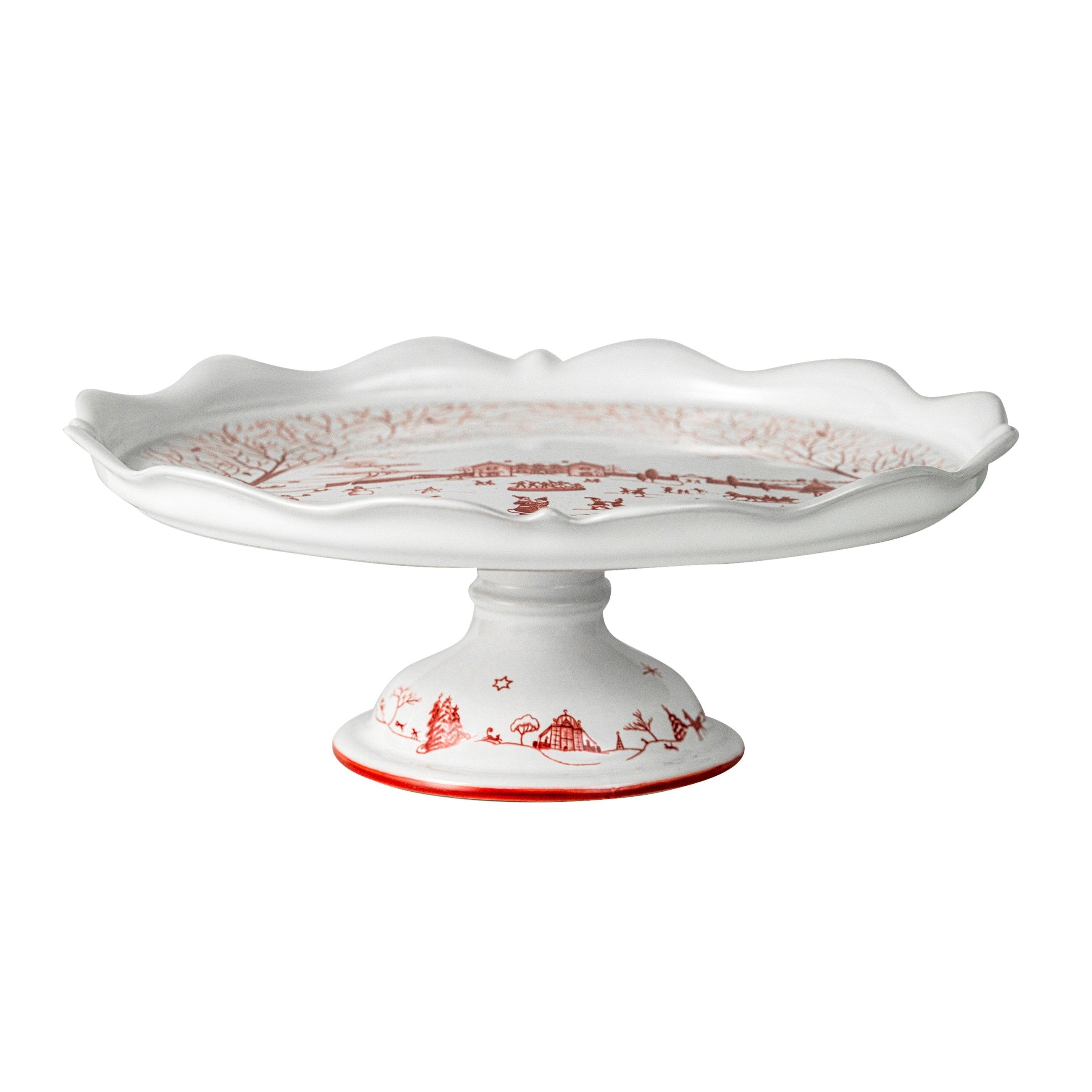 Country Estate Winter Frolic Cake Stand Ruby