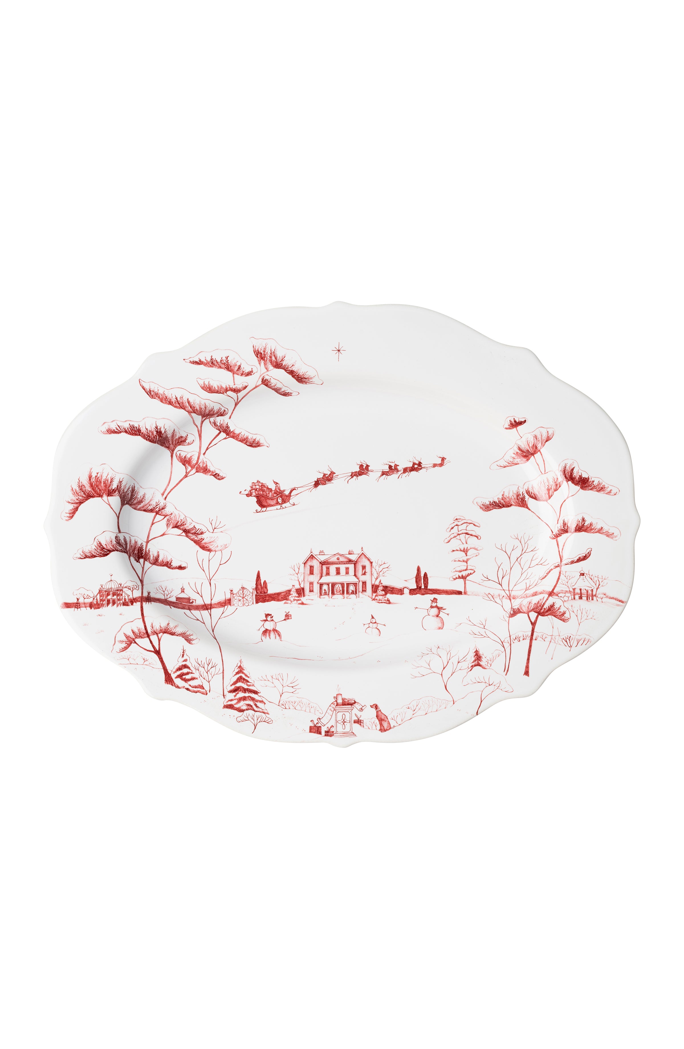 Country Estate Winter Frolic Serving Platter Ruby