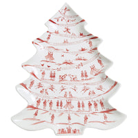 Country Estate Winter Frolic Tree Platter Large Ruby