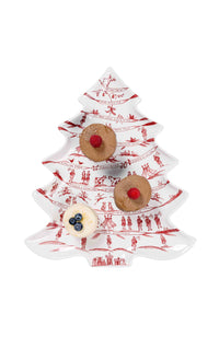 Country Estate Winter Frolic Tree Platter Large Ruby