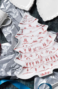 Country Estate Winter Frolic Tree Platter Large Ruby