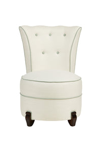 Nina Campbell Coco Occasional Chair in white colette fabric against a white fabric