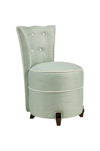 Nina Campbell Coco Dressing Table Chair in blue colette against a white background angle shot